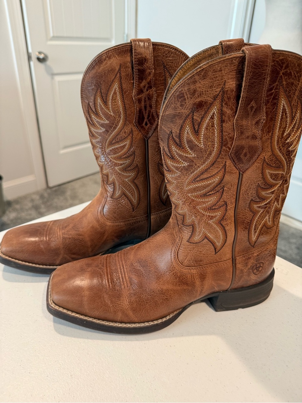 Ariat’s Brander Tan Leather Western Boots with Embroidered Shaft